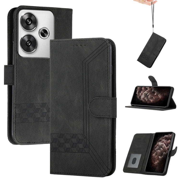 Cubic Skin Feel Flip Leather Phone Case, For Redmi Turbo 3 / Poco F6, For Redmi Note 13R Pro / Poco X6 Neo, For Redmi Note 12 Turbo / Poco F5
