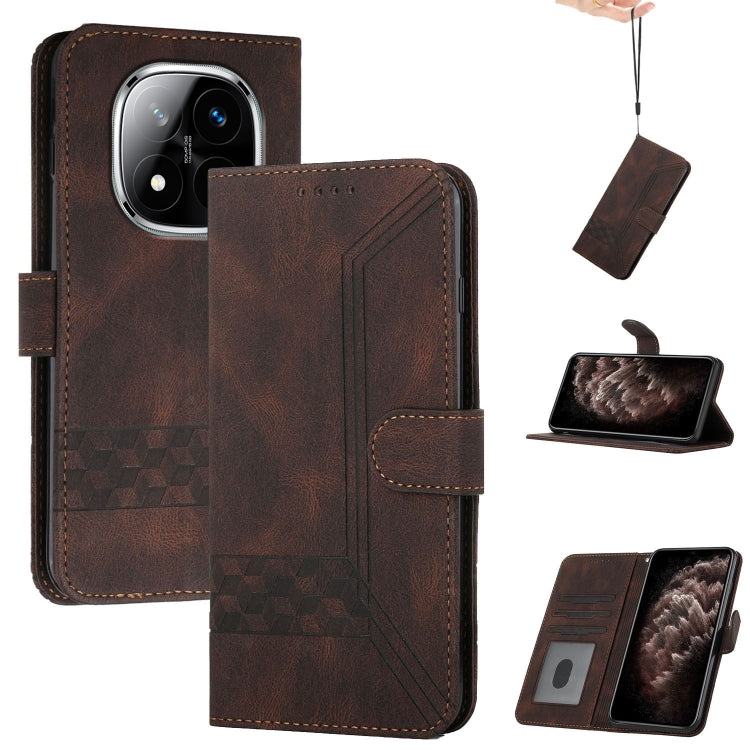 Cubic Skin Feel Flip Leather Phone Case, For Redmi Note 14 Pro+ 5G, For Redmi Note 14 Pro 5G, For Redmi 13 4G, For Redmi Turbo 3 / Poco F6