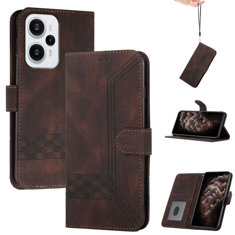 Cubic Skin Feel Flip Leather Phone Case, For Redmi Note 13R Pro / Poco X6 Neo, For Redmi Note 12 Turbo / Poco F5