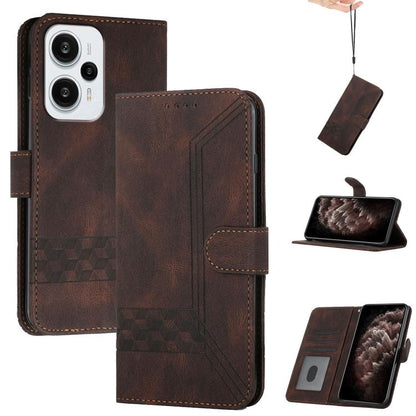 Cubic Skin Feel Flip Leather Phone Case, For Redmi Note 13R Pro / Poco X6 Neo, For Redmi Note 12 Turbo / Poco F5