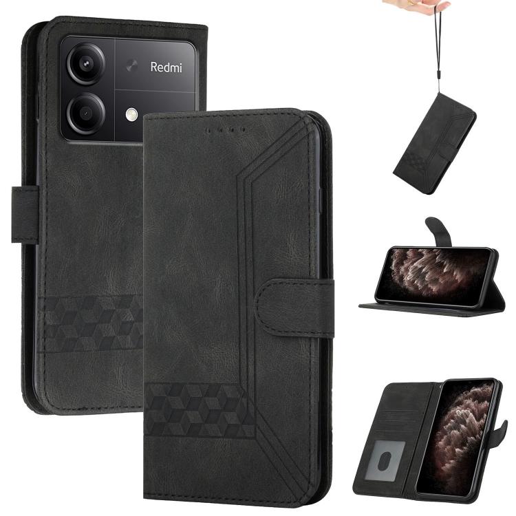 Cubic Skin Feel Flip Leather Phone Case, For Redmi Note 13R Pro / Poco X6 Neo, For Redmi Note 12 Turbo / Poco F5