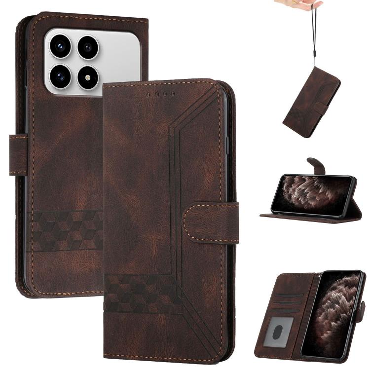 Cubic Skin Feel Flip Leather Phone Case, For Redmi K90 / Poco F8 Pro 5G, For Redmi 15 5G Global / 15 4G SEA 169.5mm, For Redmi 15 5G / 4G EU 171mm, For Redmi Turbo 4 Pro / Poco F7