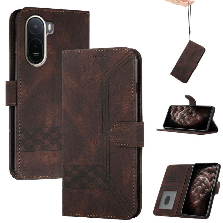 Cubic Skin Feel Flip Leather Phone Case, For Redmi K100 Pro Max 5G / Poco F9 Ultra 5G, For Redmi K100 Pro 5G / Poco F9 Pro 5G, For Redmi 17 4G / 5G Global 170mm, For Redmi A7 Pro 171mm / Poco C85x 5G