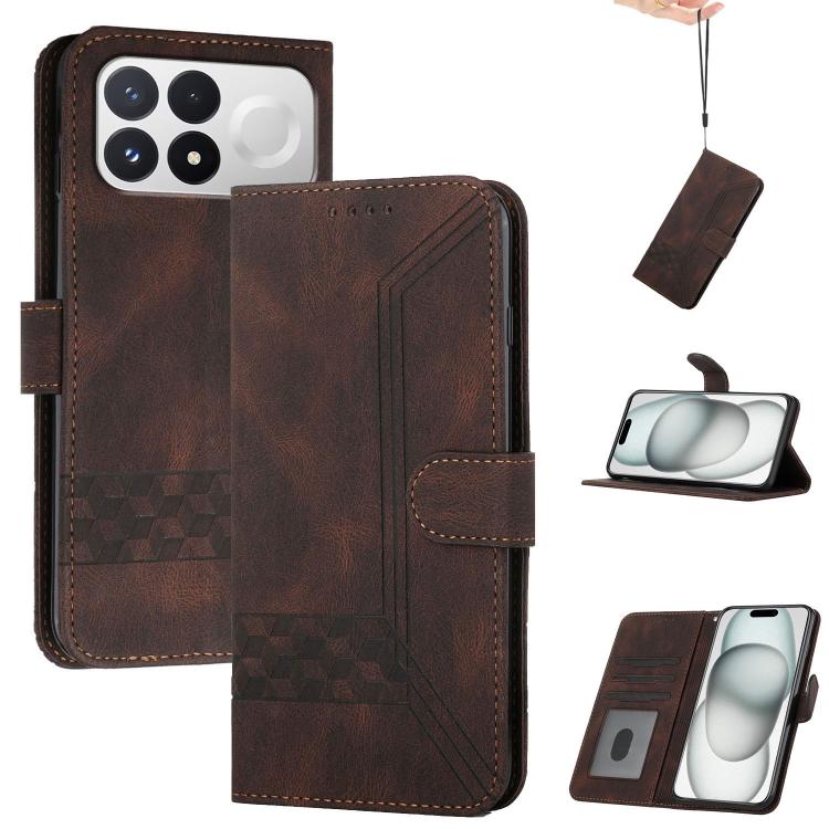 Cubic Skin Feel Flip Leather Phone Case, For Redmi K100 Pro Max 5G / Poco F9 Ultra 5G, For Redmi K100 Pro 5G / Poco F9 Pro 5G, For Redmi 17 4G / 5G Global 170mm, For Redmi A7 Pro 171mm / Poco C85x 5G