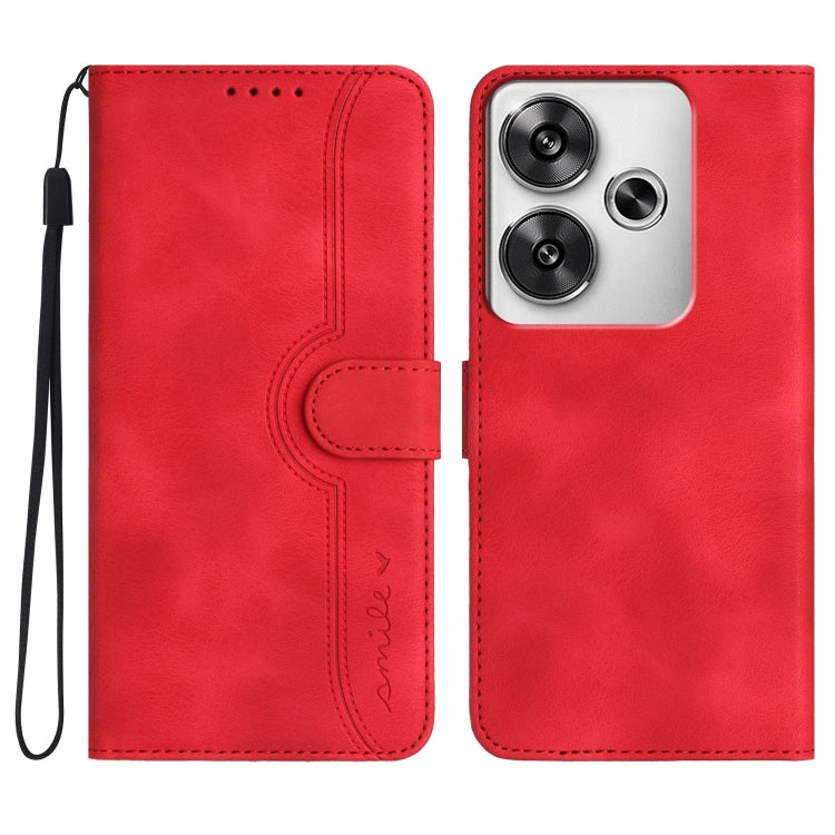 Heart Pattern Skin Feel Leather Phone Case, For Redmi Turbo 3 / Poco F6, For Redmi Note 13R Pro / Poco X6 Neo, For Redmi Note 12 Turbo / Poco F5