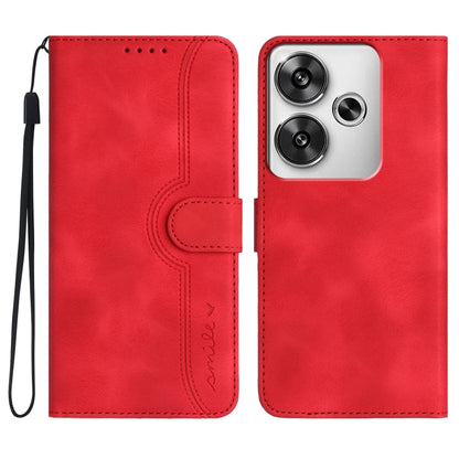 Heart Pattern Skin Feel Leather Phone Case, For Redmi Turbo 3 / Poco F6, For Redmi Note 13R Pro / Poco X6 Neo, For Redmi Note 12 Turbo / Poco F5
