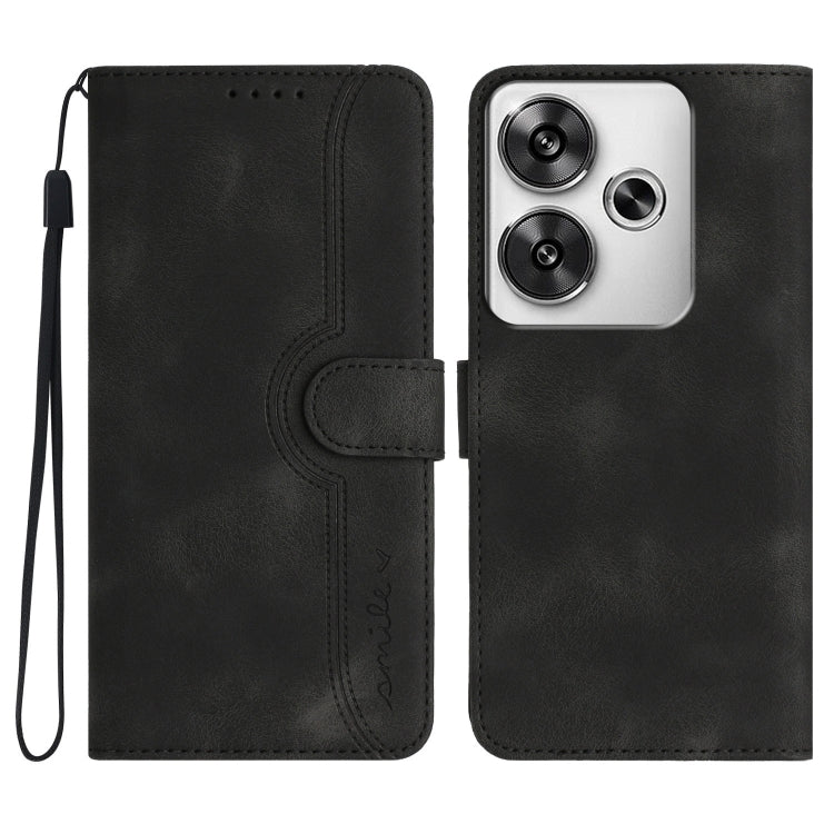 Heart Pattern Skin Feel Leather Phone Case, For Redmi Turbo 3 / Poco F6, For Redmi Note 13R Pro / Poco X6 Neo, For Redmi Note 12 Turbo / Poco F5