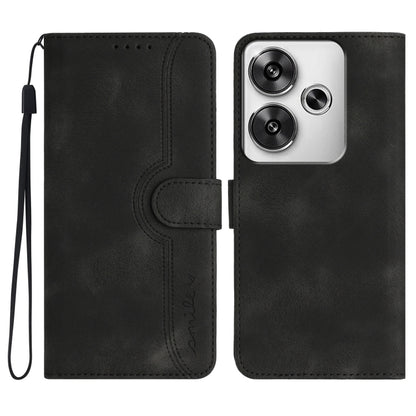 Heart Pattern Skin Feel Leather Phone Case, For Redmi Turbo 3 / Poco F6, For Redmi Note 13R Pro / Poco X6 Neo, For Redmi Note 12 Turbo / Poco F5