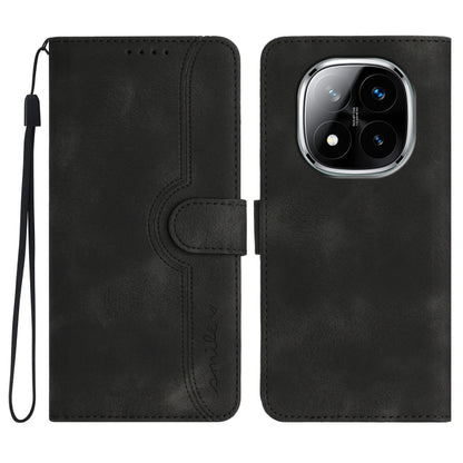 Heart Pattern Skin Feel Leather Phone Case, For Redmi Note 14 5G, For Redmi Note 14 Pro+ 5G, For Redmi Note 14 Pro 5G, For Xiaomi Redmi 13 4G