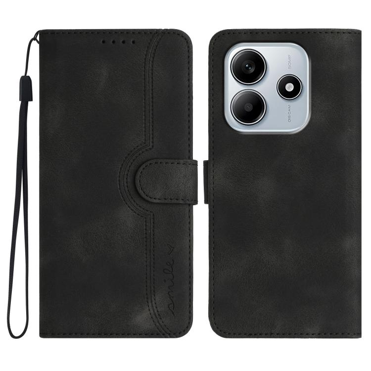 Heart Pattern Skin Feel Leather Phone Case, For Redmi Note 14 4G 164.84mm, For Redmi Turbo 4 / Xiaomi Poco X7 Pro, For Redmi Note 14 Pro 4G, For Redmi Note 14 4G 163.25mm