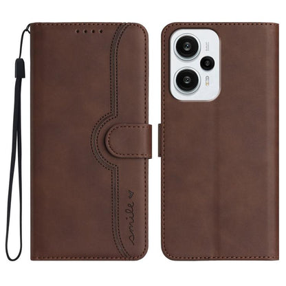 Heart Pattern Skin Feel Leather Phone Case, For Redmi Turbo 3 / Poco F6, For Redmi Note 13R Pro / Poco X6 Neo, For Redmi Note 12 Turbo / Poco F5
