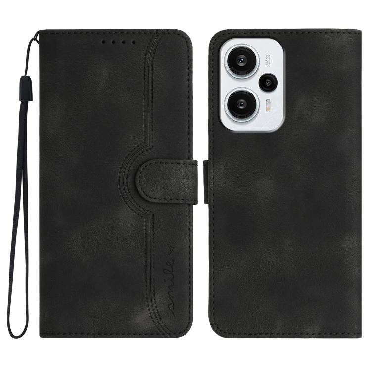 Heart Pattern Skin Feel Leather Phone Case, For Redmi Turbo 3 / Poco F6, For Redmi Note 13R Pro / Poco X6 Neo, For Redmi Note 12 Turbo / Poco F5