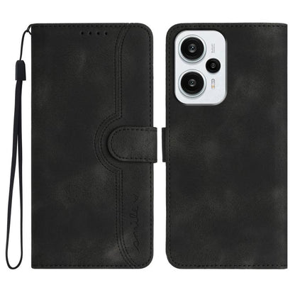 Heart Pattern Skin Feel Leather Phone Case, For Redmi Turbo 3 / Poco F6, For Redmi Note 13R Pro / Poco X6 Neo, For Redmi Note 12 Turbo / Poco F5