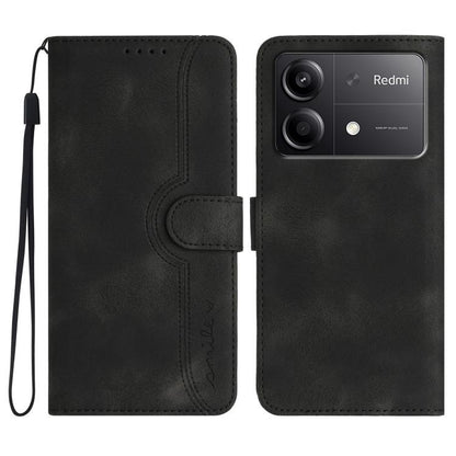 Heart Pattern Skin Feel Leather Phone Case, For Redmi Turbo 3 / Poco F6, For Redmi Note 13R Pro / Poco X6 Neo, For Redmi Note 12 Turbo / Poco F5