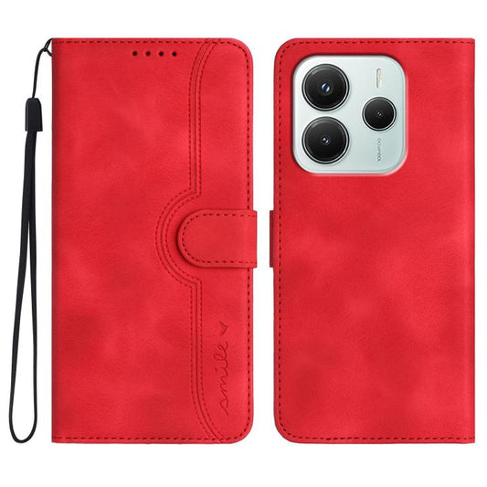 Heart Pattern Skin Feel Leather Phone Case, For Redmi Note 14 4G 164.84mm, For Redmi Turbo 4 / Xiaomi Poco X7 Pro, For Redmi Note 14 Pro 4G, For Redmi Note 14 4G 163.25mm