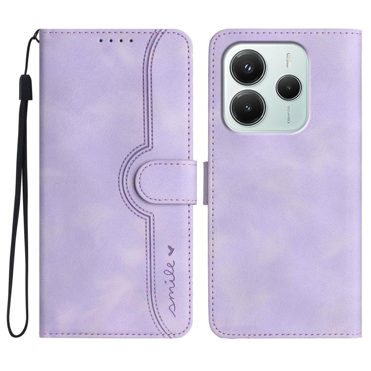 Heart Pattern Skin Feel Leather Phone Case, For Redmi Note 14 4G 164.84mm, For Redmi Turbo 4 / Xiaomi Poco X7 Pro, For Redmi Note 14 Pro 4G, For Redmi Note 14 4G 163.25mm