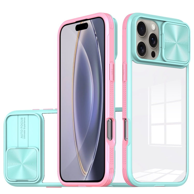 Sliding Camshield Acrylic Hybrid TPU Phone Case, For iPhone 16 Pro Max, For iPhone 16 Pro, For iPhone 16 Plus