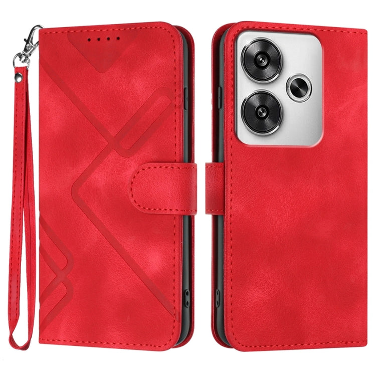 Line Pattern Skin Feel Leather Phone Case, For Redmi Turbo 3 / Xiaomi Poco F6, For Redmi Note 13R Pro / Xiaomi Poco X6 Neo, For Redmi Note 12 Turbo / Xiaomi Poco F5