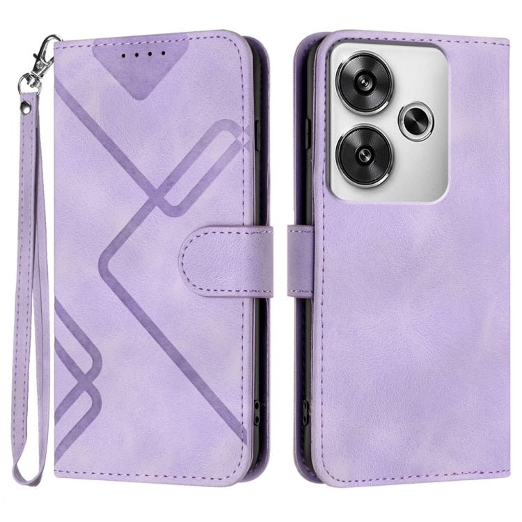 Line Pattern Skin Feel Leather Phone Case, For Redmi Turbo 3 / Poco F6, For Redmi Note 13R Pro / Poco X6 Neo, For Redmi Note 12 Turbo / Poco F5