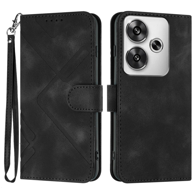 Line Pattern Skin Feel Leather Phone Case, For Redmi Turbo 3 / Poco F6, For Redmi Note 13R Pro / Poco X6 Neo, For Redmi Note 12 Turbo / Poco F5