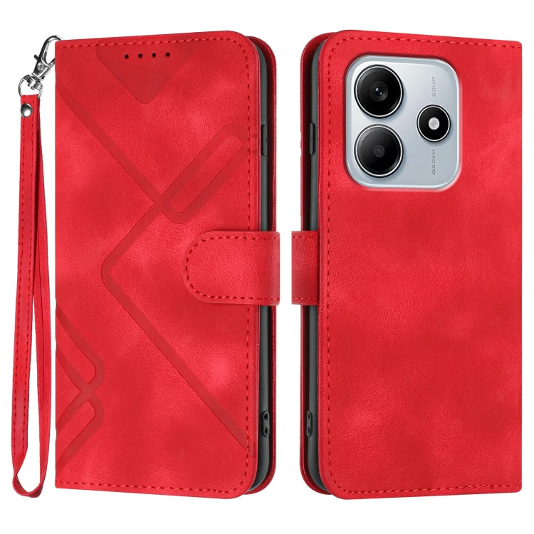 Line Pattern Skin Feel Leather Phone Case, For Redmi Note 14 5G, For Redmi Note 14 Pro+ 5G, For Redmi Note 14 Pro 5G, For Redmi 13 4G