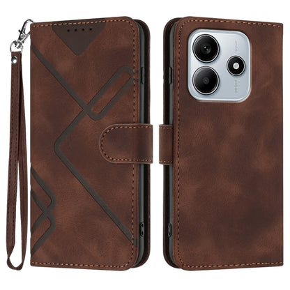 Line Pattern Skin Feel Leather Phone Case, For Redmi Note 14 5G, For Redmi Note 14 Pro+ 5G, For Redmi Note 14 Pro 5G, For Redmi 13 4G