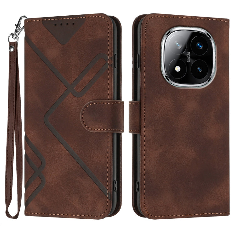 Line Pattern Skin Feel Leather Phone Case, For Redmi Note 14 5G, For Redmi Note 14 Pro+ 5G, For Redmi Note 14 Pro 5G, For Redmi 13 4G
