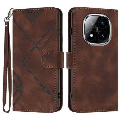 Line Pattern Skin Feel Leather Phone Case, For Redmi Note 14 5G, For Redmi Note 14 Pro+ 5G, For Redmi Note 14 Pro 5G, For Redmi 13 4G