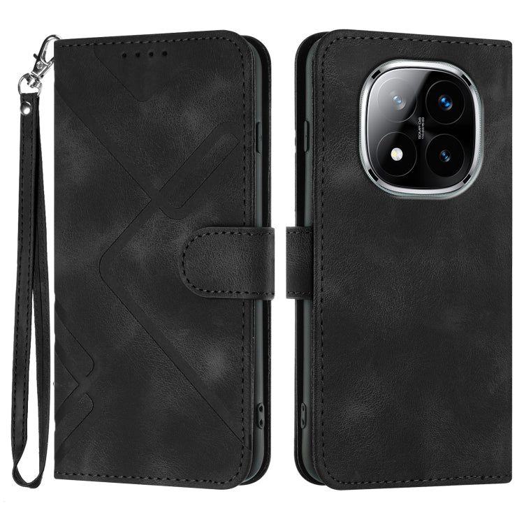 Line Pattern Skin Feel Leather Phone Case, For Redmi Note 14 5G, For Redmi Note 14 Pro+ 5G, For Redmi Note 14 Pro 5G, For Redmi 13 4G