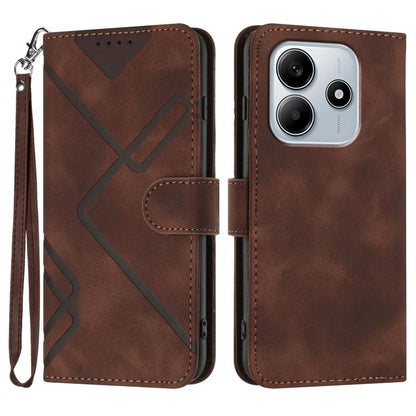 Line Pattern Skin Feel Leather Phone Case, For Redmi Note 14 4G 164.84mm, For Redmi Turbo 4 / Xiaomi Poco X7 Pro, For Redmi Note 14 Pro 4G, For Redmi Note 14 4G 163.25mm