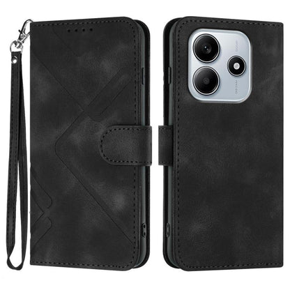 Line Pattern Skin Feel Leather Phone Case, For Redmi Note 14 4G 164.84mm, For Redmi Turbo 4 / Xiaomi Poco X7 Pro, For Redmi Note 14 Pro 4G, For Redmi Note 14 4G 163.25mm