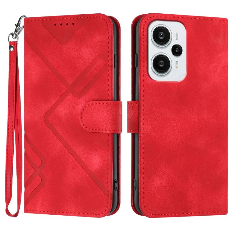 Line Pattern Skin Feel Leather Phone Case, For Redmi Turbo 3 / Poco F6, For Redmi Note 13R Pro / Poco X6 Neo, For Redmi Note 12 Turbo / Poco F5