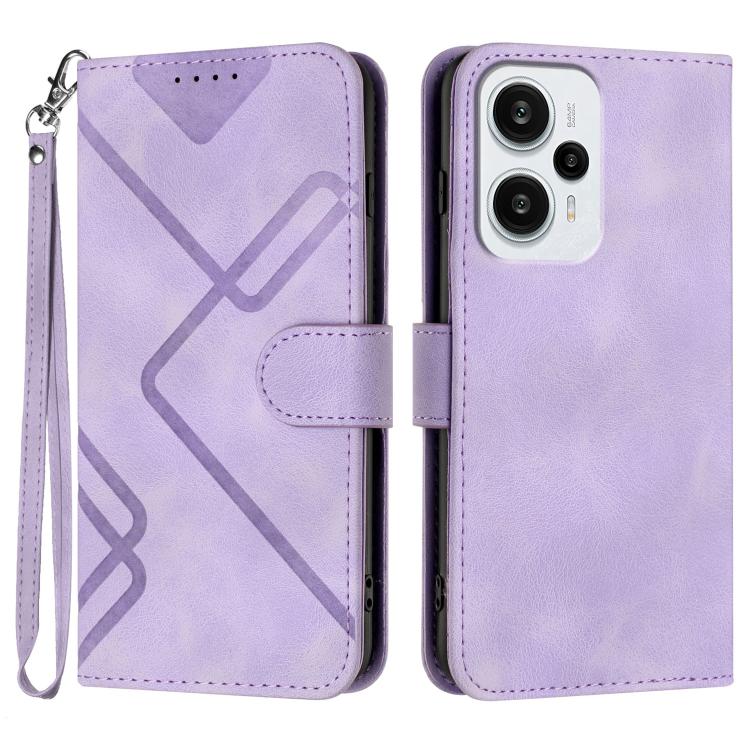 Line Pattern Skin Feel Leather Phone Case, For Redmi Turbo 3 / Poco F6, For Redmi Note 13R Pro / Poco X6 Neo, For Redmi Note 12 Turbo / Poco F5