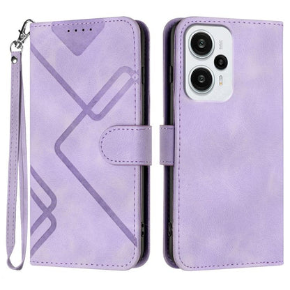 Line Pattern Skin Feel Leather Phone Case, For Redmi Turbo 3 / Poco F6, For Redmi Note 13R Pro / Poco X6 Neo, For Redmi Note 12 Turbo / Poco F5