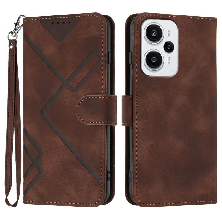 Line Pattern Skin Feel Leather Phone Case, For Redmi Turbo 3 / Poco F6, For Redmi Note 13R Pro / Poco X6 Neo, For Redmi Note 12 Turbo / Poco F5