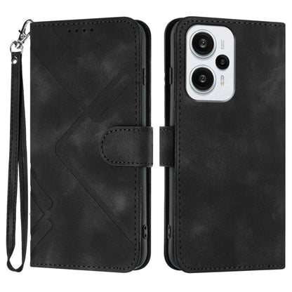 Line Pattern Skin Feel Leather Phone Case, For Redmi Turbo 3 / Poco F6, For Redmi Note 13R Pro / Poco X6 Neo, For Redmi Note 12 Turbo / Poco F5