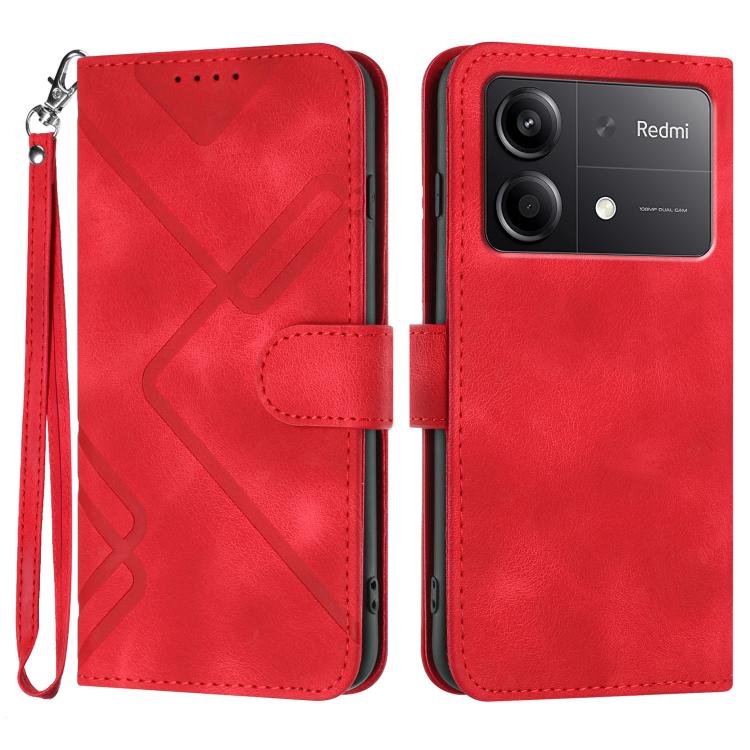Line Pattern Skin Feel Leather Phone Case, For Redmi Turbo 3 / Poco F6, For Redmi Note 13R Pro / Poco X6 Neo, For Redmi Note 12 Turbo / Poco F5