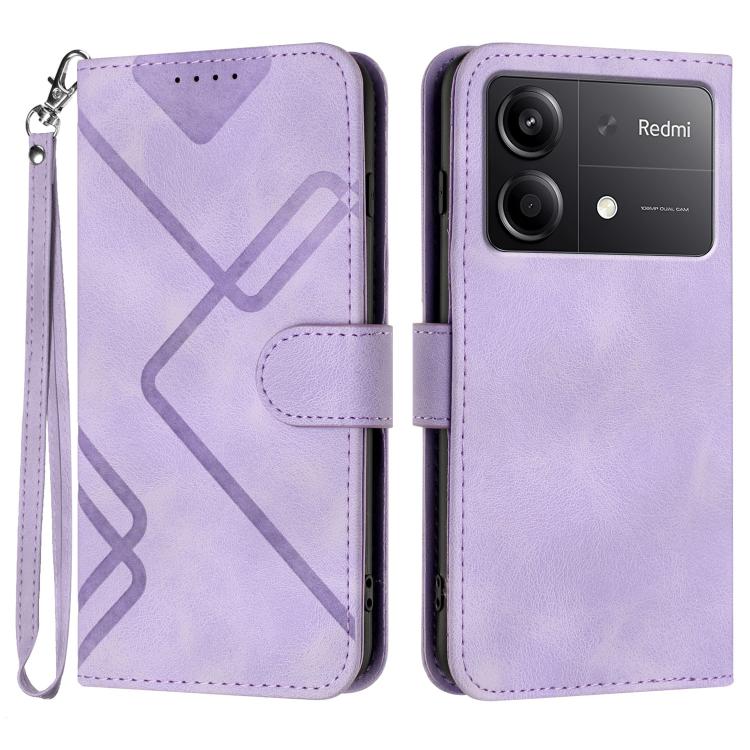 Line Pattern Skin Feel Leather Phone Case, For Redmi Turbo 3 / Poco F6, For Redmi Note 13R Pro / Poco X6 Neo, For Redmi Note 12 Turbo / Poco F5