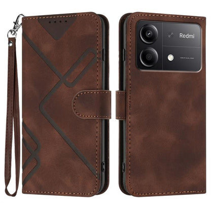 Line Pattern Skin Feel Leather Phone Case, For Redmi Turbo 3 / Poco F6, For Redmi Note 13R Pro / Poco X6 Neo, For Redmi Note 12 Turbo / Poco F5