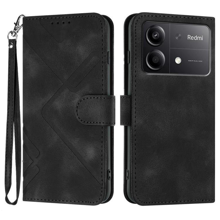 Line Pattern Skin Feel Leather Phone Case, For Redmi Turbo 3 / Poco F6, For Redmi Note 13R Pro / Poco X6 Neo, For Redmi Note 12 Turbo / Poco F5