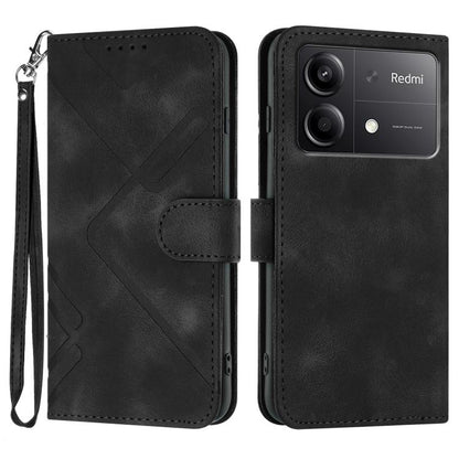 Line Pattern Skin Feel Leather Phone Case, For Redmi Turbo 3 / Poco F6, For Redmi Note 13R Pro / Poco X6 Neo, For Redmi Note 12 Turbo / Poco F5