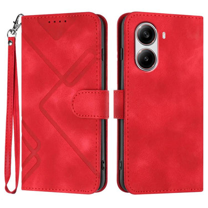 Line Pattern Skin Feel Leather Phone Case, For Redmi Note 14 4G 164.84mm, For Redmi Turbo 4 / Xiaomi Poco X7 Pro, For Redmi Note 14 Pro 4G, For Redmi Note 14 4G 163.25mm