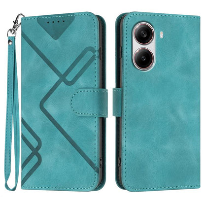 Line Pattern Skin Feel Leather Phone Case, For Redmi Note 14 4G 164.84mm, For Redmi Turbo 4 / Xiaomi Poco X7 Pro, For Redmi Note 14 Pro 4G, For Redmi Note 14 4G 163.25mm