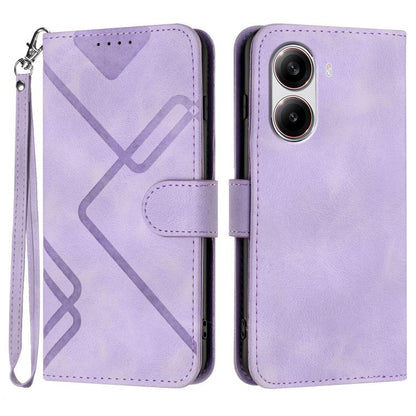 Line Pattern Skin Feel Leather Phone Case, For Redmi Note 14 4G 164.84mm, For Redmi Turbo 4 / Xiaomi Poco X7 Pro, For Redmi Note 14 Pro 4G, For Redmi Note 14 4G 163.25mm