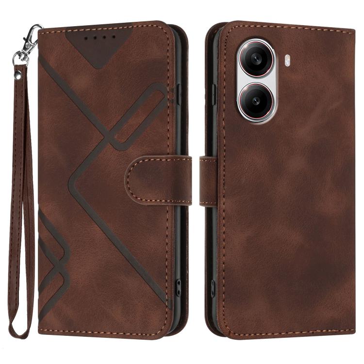 Line Pattern Skin Feel Leather Phone Case, For Redmi Note 14 4G 164.84mm, For Redmi Turbo 4 / Xiaomi Poco X7 Pro, For Redmi Note 14 Pro 4G, For Redmi Note 14 4G 163.25mm