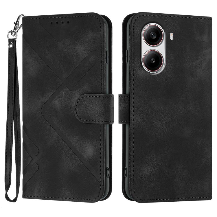 Line Pattern Skin Feel Leather Phone Case, For Redmi Note 14 4G 164.84mm, For Redmi Turbo 4 / Xiaomi Poco X7 Pro, For Redmi Note 14 Pro 4G, For Redmi Note 14 4G 163.25mm