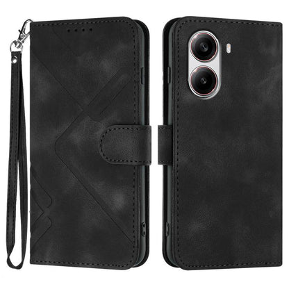 Line Pattern Skin Feel Leather Phone Case, For Redmi Note 14 4G 164.84mm, For Redmi Turbo 4 / Xiaomi Poco X7 Pro, For Redmi Note 14 Pro 4G, For Redmi Note 14 4G 163.25mm