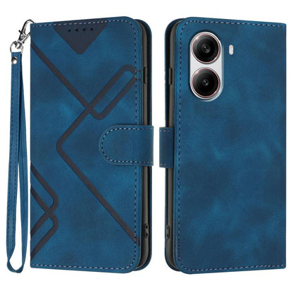 Line Pattern Skin Feel Leather Phone Case, For Redmi Note 14 4G 164.84mm, For Redmi Turbo 4 / Xiaomi Poco X7 Pro, For Redmi Note 14 Pro 4G, For Redmi Note 14 4G 163.25mm