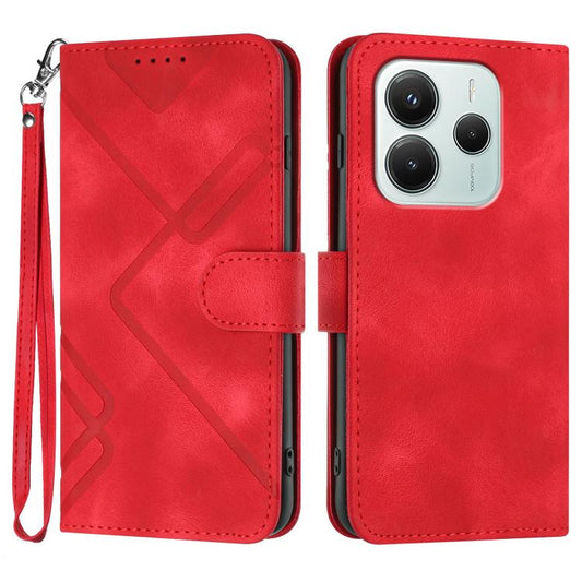 Line Pattern Skin Feel Leather Phone Case, For Redmi Note 14 4G 164.84mm, For Redmi Turbo 4 / Xiaomi Poco X7 Pro, For Redmi Note 14 Pro 4G, For Redmi Note 14 4G 163.25mm