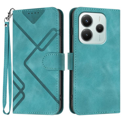 Line Pattern Skin Feel Leather Phone Case, For Redmi Note 14 4G 164.84mm, For Redmi Turbo 4 / Xiaomi Poco X7 Pro, For Redmi Note 14 Pro 4G, For Redmi Note 14 4G 163.25mm